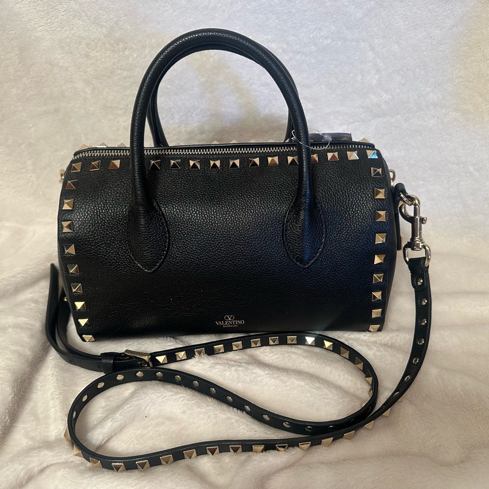 Black/gold Authentic Valentino handbag with shoulder strap